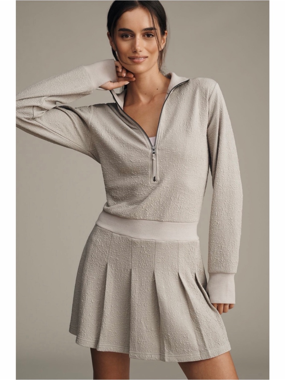NEW Anthropologie Sundry Reeves Long-Sleeve Zipper Pleated Mini Dress Medium